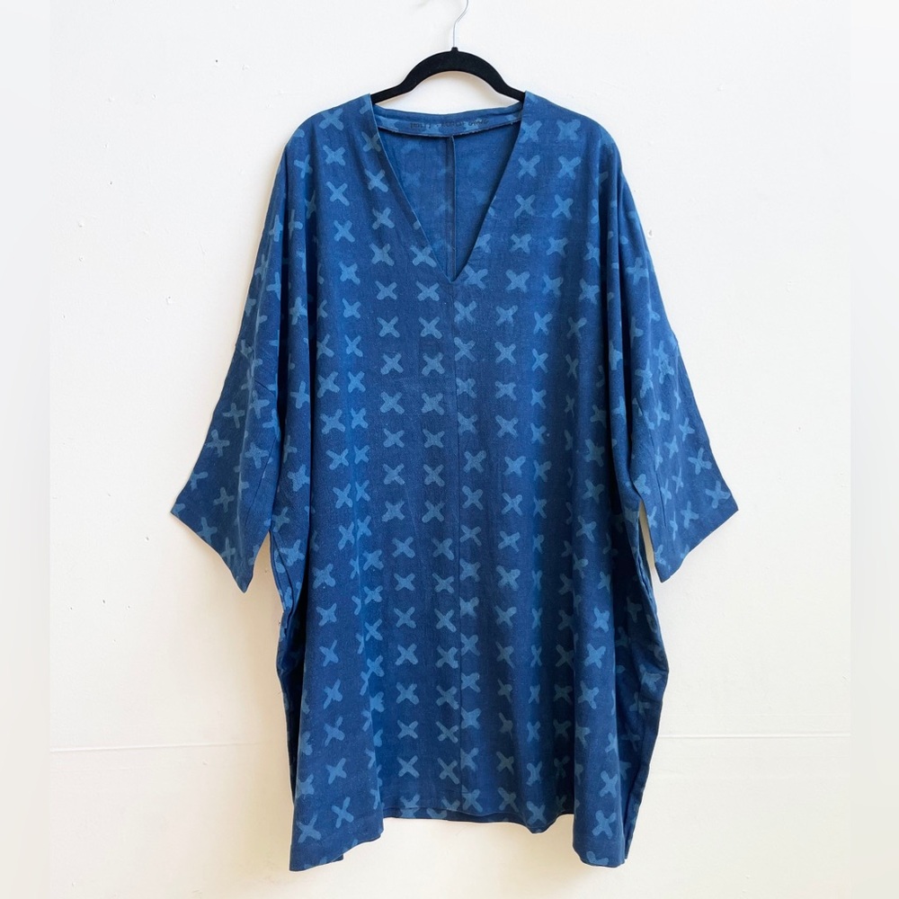 Happy French Gang Tunic Dress - indigo cross
